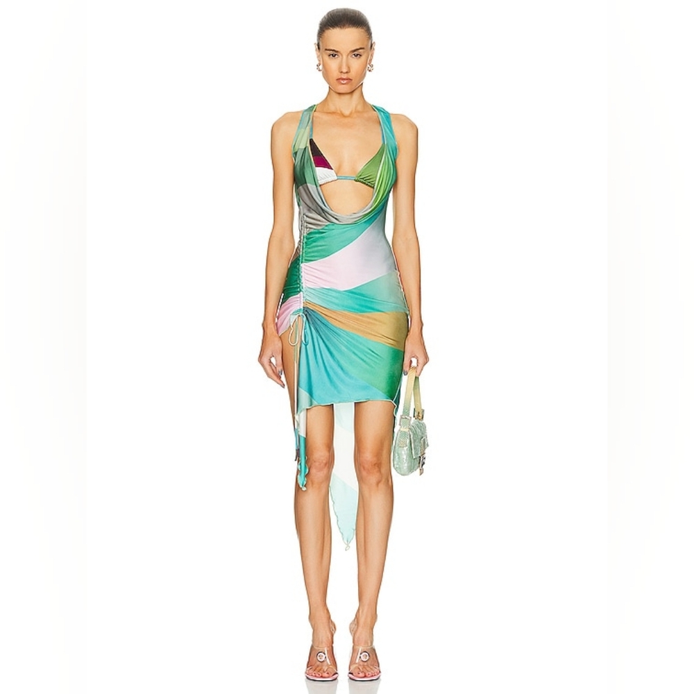 16. NWT SIEDRES SELI SUN RAY PRINTED ASYMMETRIC DRESS